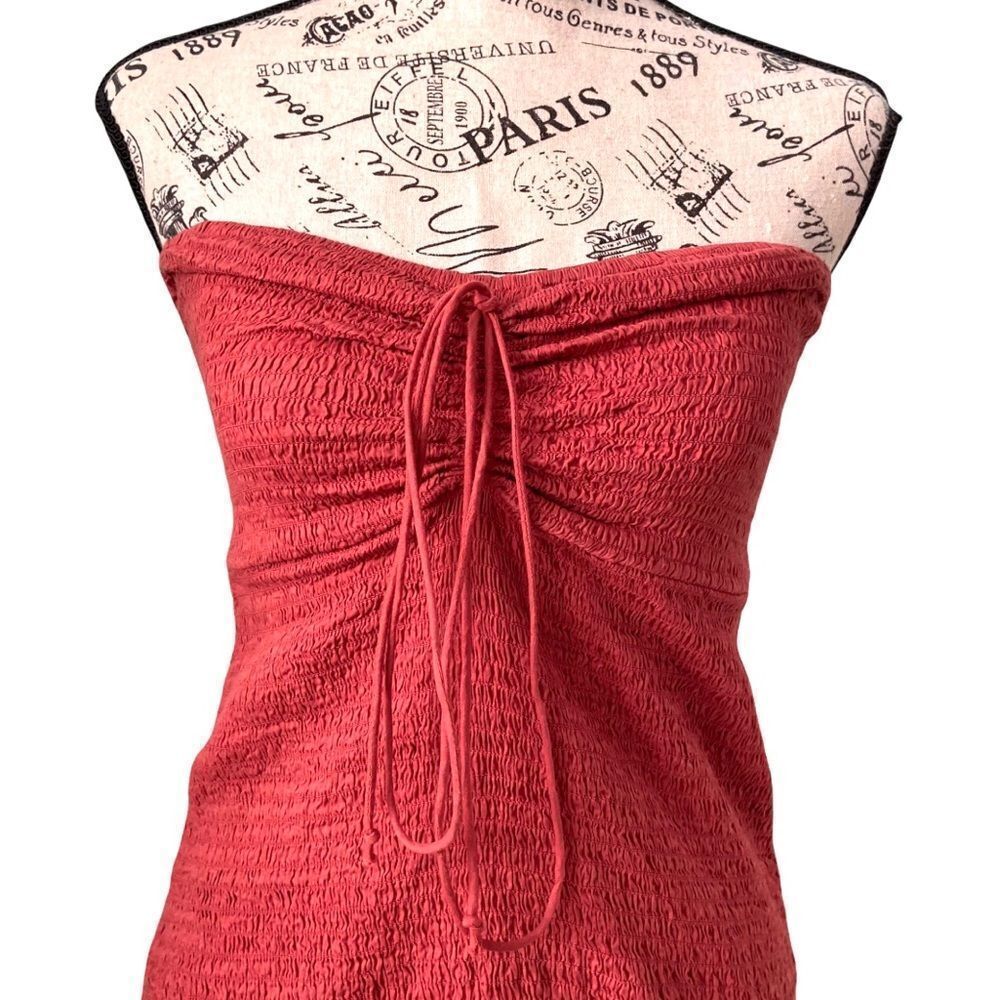 Free People Intimately Shirred Smocked Mini Halter Dress in Rust Orange Size S - Picture 3 of 13